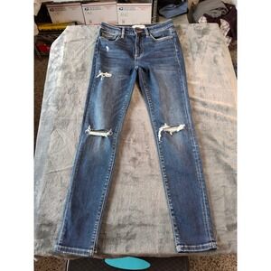 Flying Monkey Womens High Rise Skinny Distressed Ripped Jeans Blue Size 27